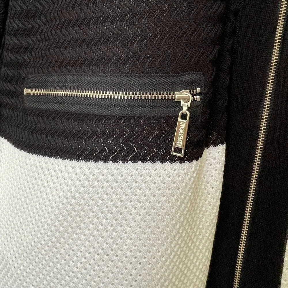 MISOOK Black and White Mesh Zip Up Blazer. Size Large - Picture 3 of 10